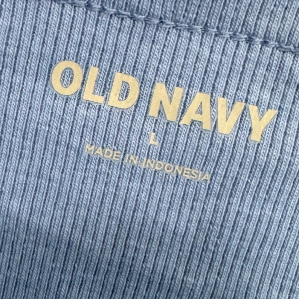 Old Navy Ribbed Cami Kids Large Blue Excellent Lace Trim Lettuce Hem‎ Tank Top